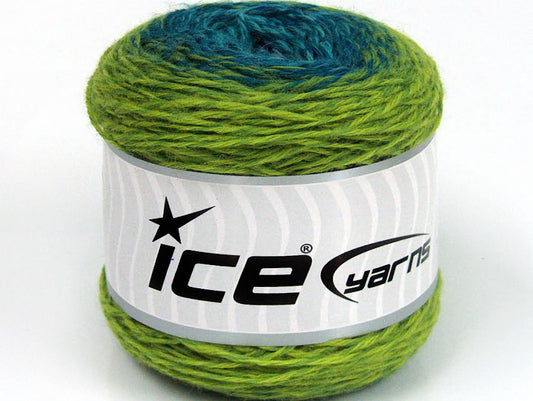 Lot of 2 Skeins ICE CAKES SOCK (75% Superwash Wool) Yarn Green Shades Turquoise Shades