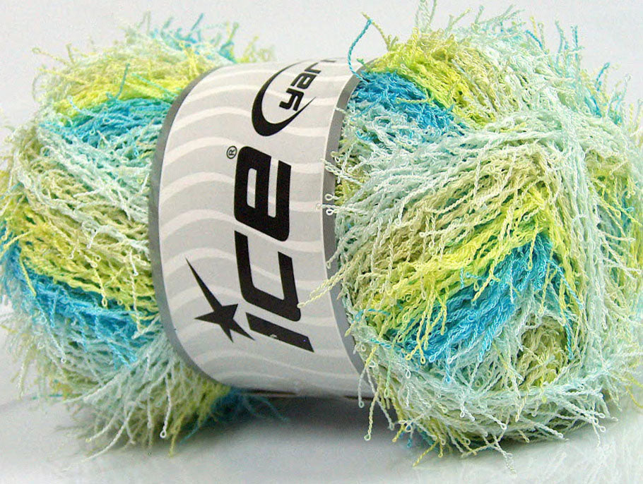 Lot of 4 x 100gr Skeins Ice Yarns SCRUBBER TWIST COLOR Yarn Turquoise Lime Green White