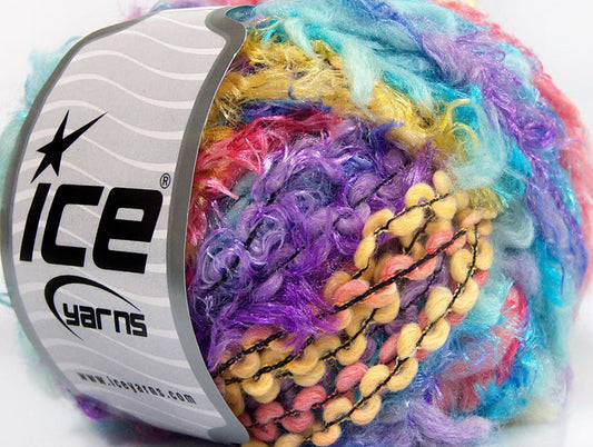 Lot of 8 Skeins ICE ANCONA (30% Wool) Yarn Turquoise Purple Salmon Yellow