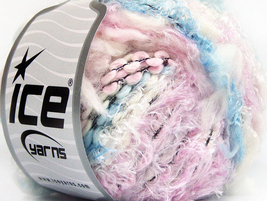Lot of 8 Skeins ICE ANCONA (30% Wool) Yarn Light Lilac Light Blue White