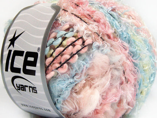 Lot of 8 Skeins ICE ANCONA (30% Wool) Yarn Light Pink Light Blue Light Yellow
