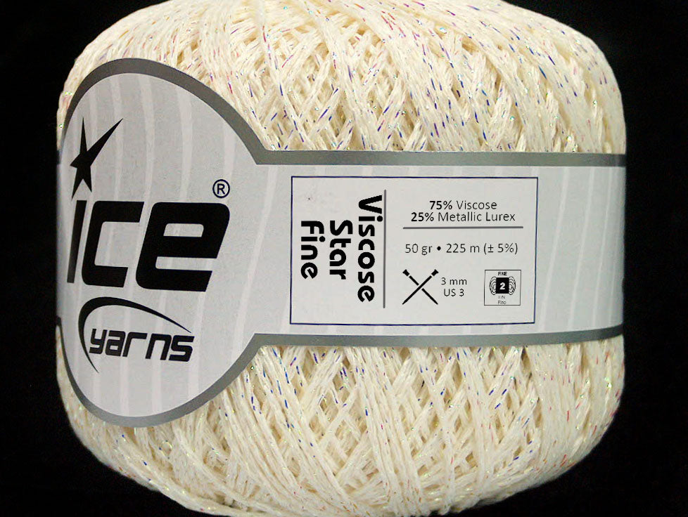 Lot of 6 Skeins Ice Yarns VISCOSE STAR FINE (75% Viscose) Yarn Cream Pearl