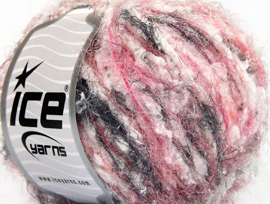 Lot of 8 Skeins ICE SALE EYELASH BLEND Yarn Pink Shades Black White