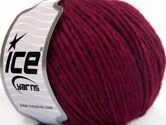 Lot of 8 Skeins Ice Yarns WOOL CORD ARAN (50% Wool) Yarn Dark Fuchsia