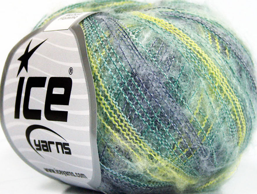 Lot of 10 Skeins ICE KID MOHAIR FLAMME (37% Kid Mohair) Yarn Green Shades Purple