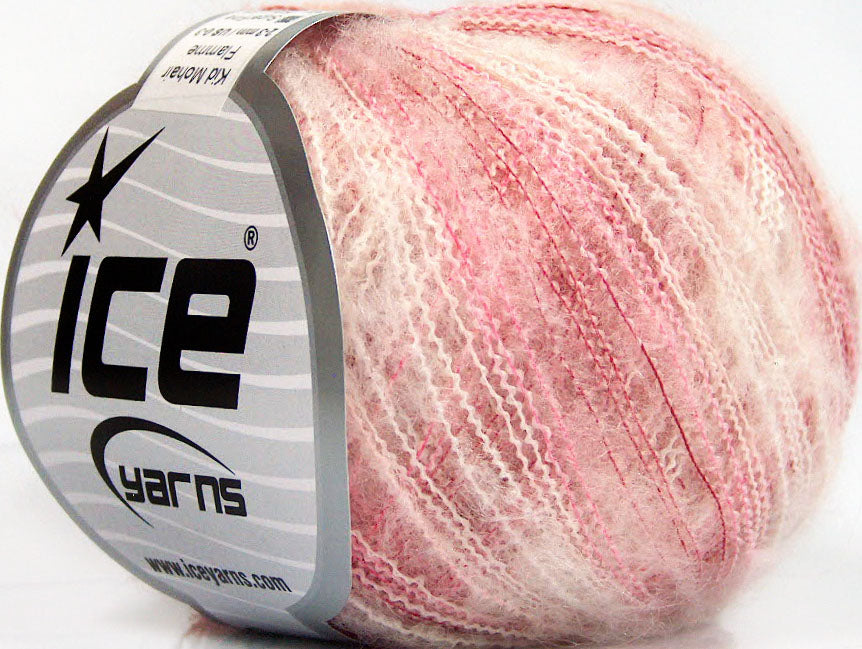 Lot of 10 Skeins ICE KID MOHAIR FLAMME (37% Kid Mohair) Yarn Pink Shades Red White