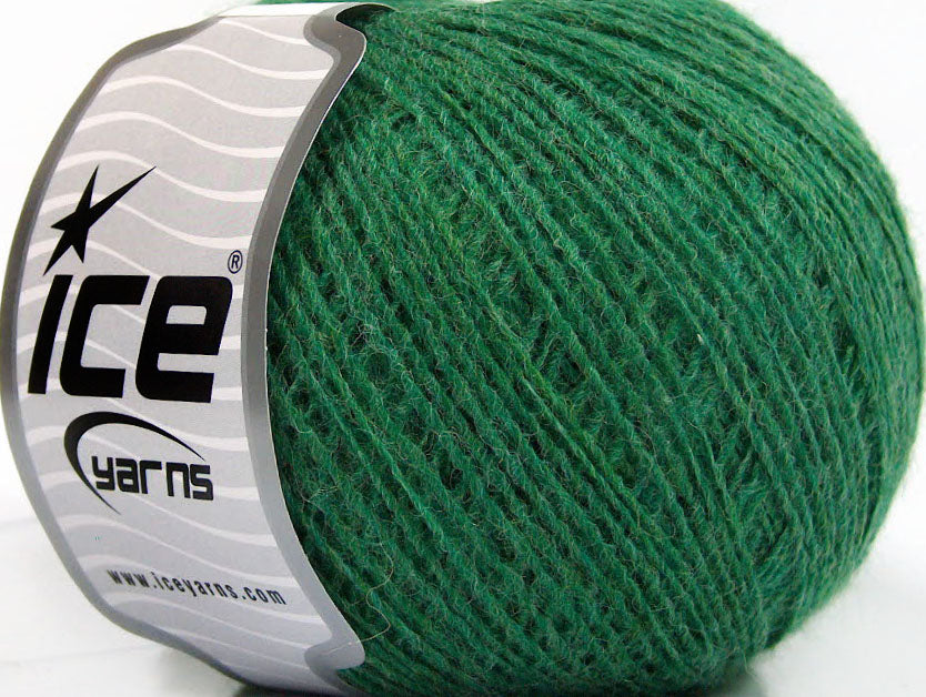 Lot of 8 Skeins Ice Yarns WOOL CORD SPORT (50% Wool) Hand Knitting Yarn Green