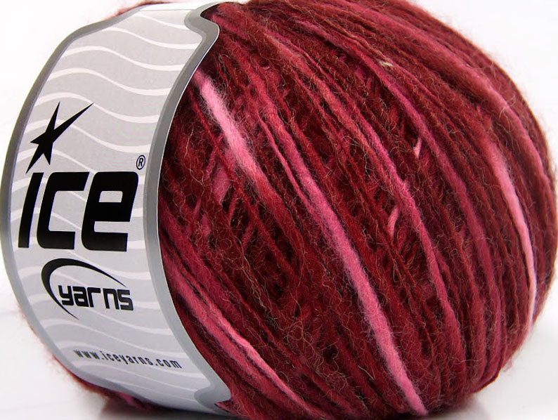 Lot of 8 Skeins ICE FLAMME WOOL LIGHT (40% Wool) Yarn Burgundy Shades