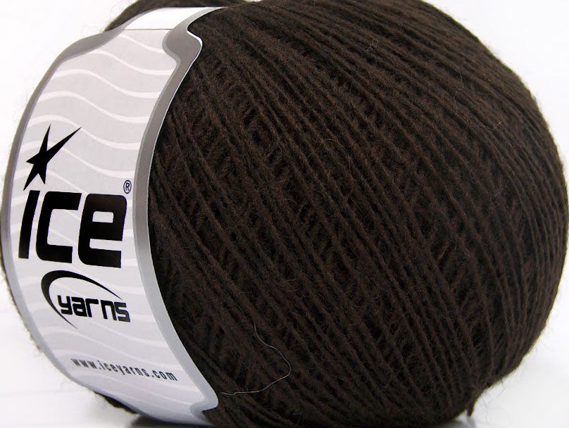 Lot of 8 Skeins ICE WOOL CORD SPORT (50% Wool) Hand Knitting Yarn Dark Brown