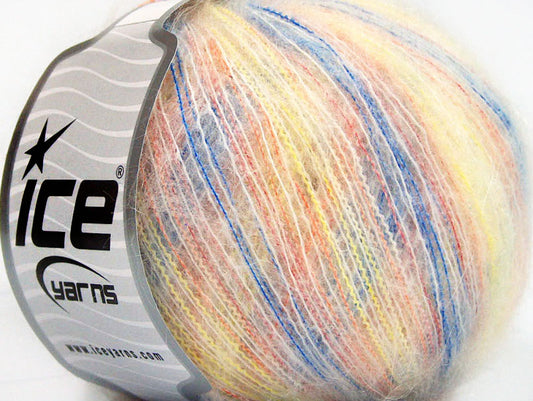 Lot of 8 Skeins ICE SALE MOHAIR-WOOL BLEND (35% Kid Mohair) Yarn Yellow Pink Blue White