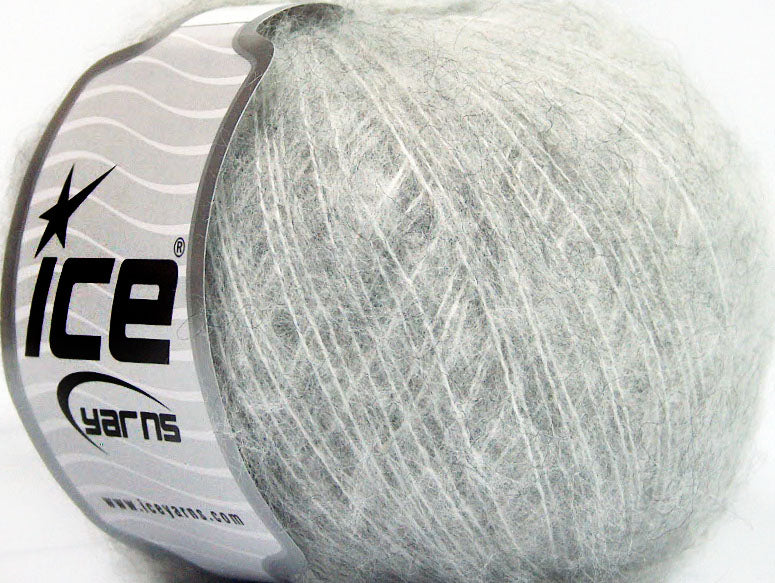Lot of 10 Skeins ICE KID MOHAIR FINE (30% Kid Mohair) Yarn Light Grey