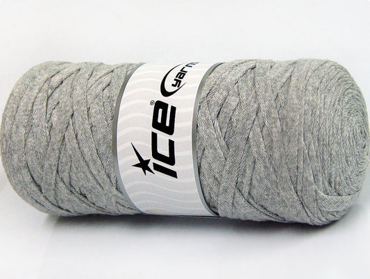 250 gr ICE YARNS JUMBO COTTON RIBBON (100% Recycled Cotton) Yarn Light Grey