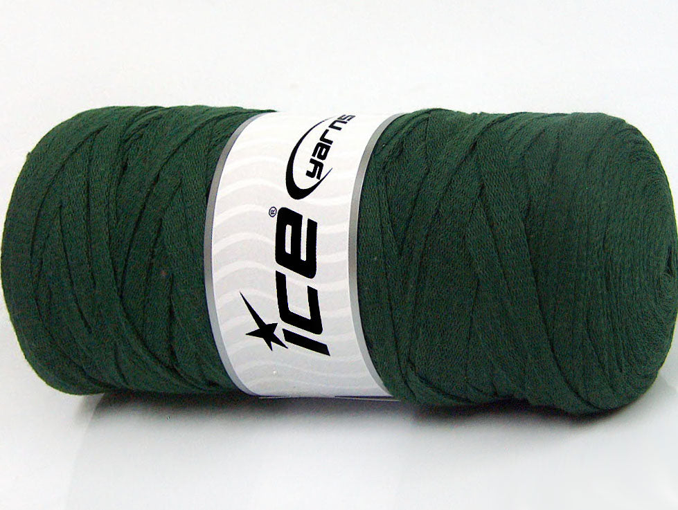 250 gr ICE YARNS JUMBO COTTON RIBBON (100% Recycled Cotton) Yarn Dark Green