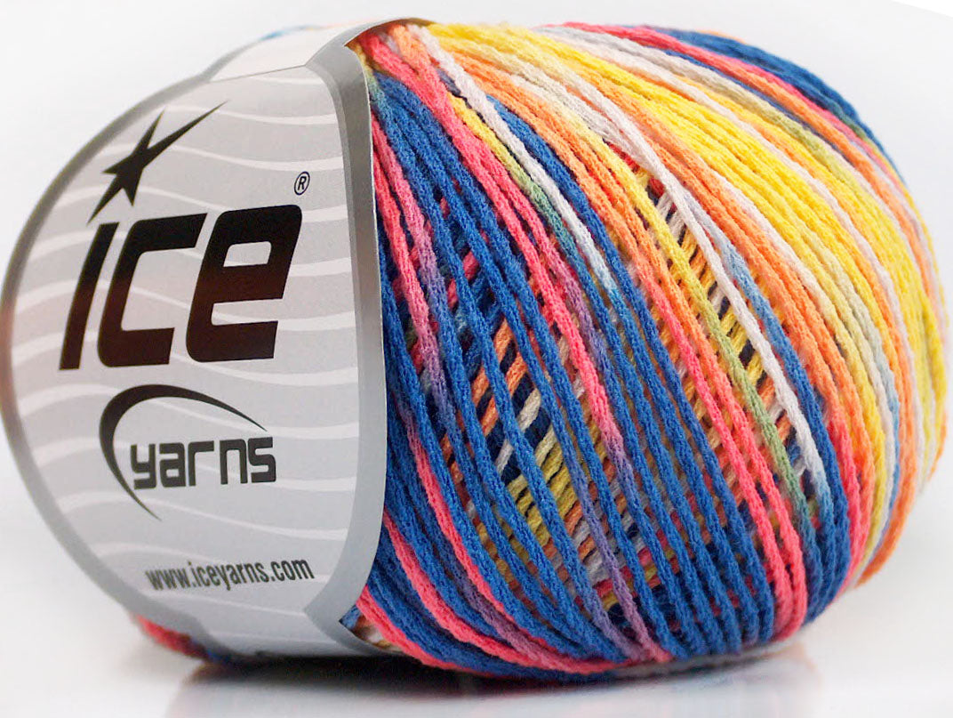 Lot of 8 Skeins Ice Yarns VENICE Yarn Blue Shades Salmon Yellow Orange White