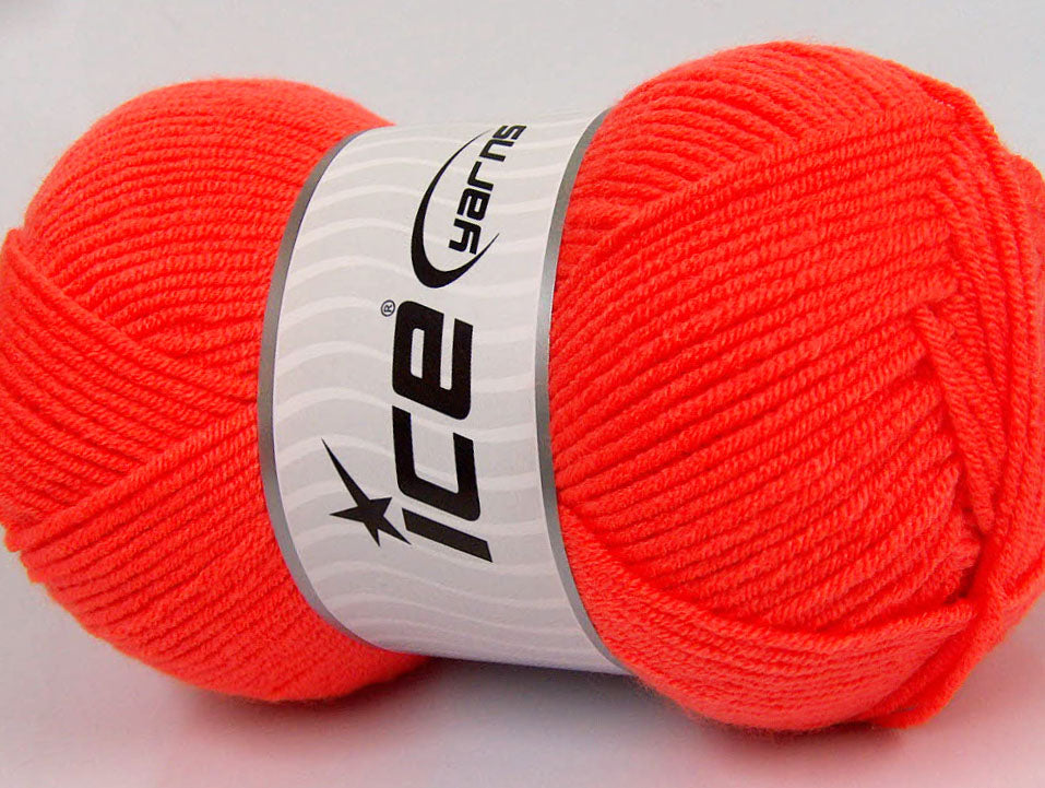 Lot of 4 x 100gr Skeins ICE CLASSIC ARAN Hand Knitting Yarn Neon Orange