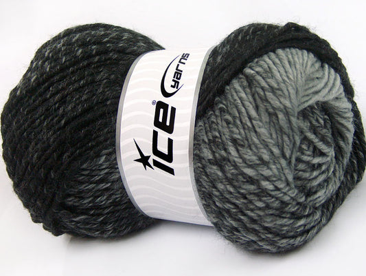 Lot of 4 x 100gr Skeins Ice Yarns FANTASIA (25% Wool) Yarn Black Grey Shades
