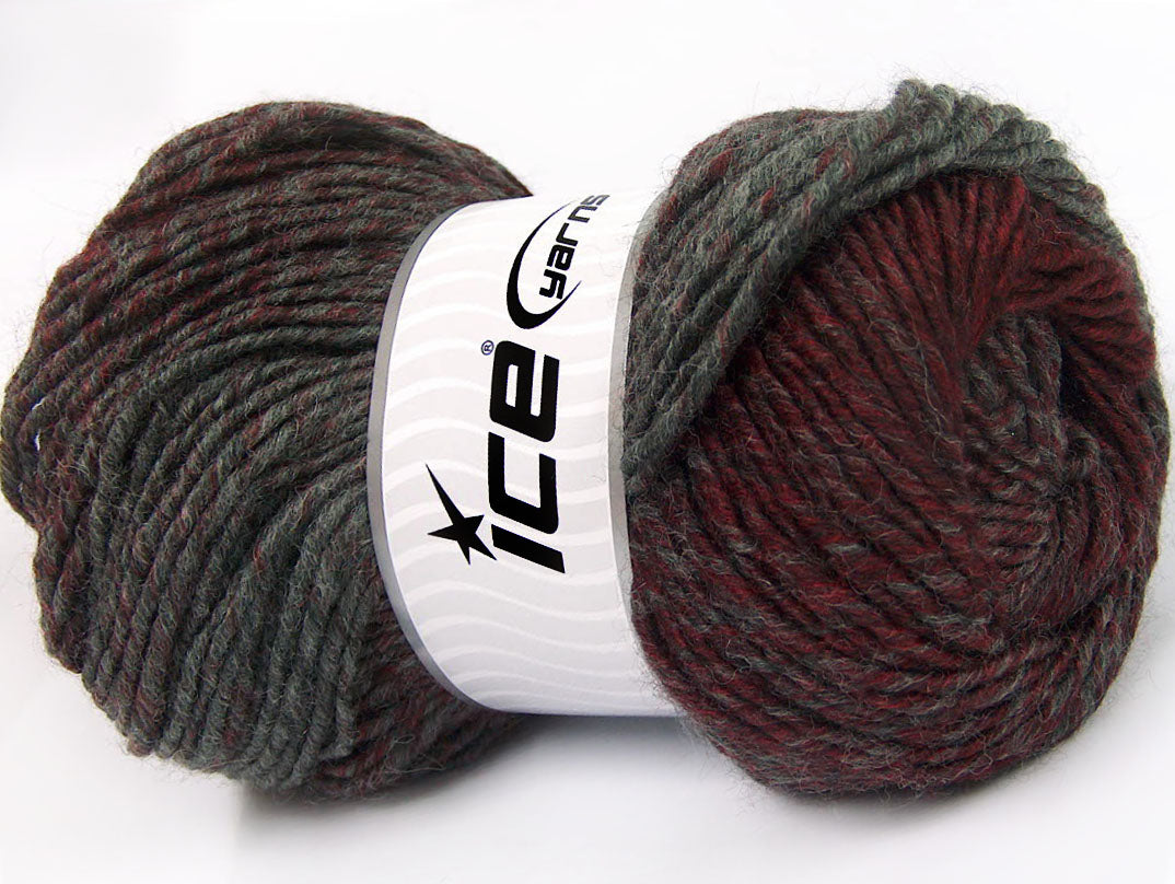 Lot of 4 x 100gr Skeins Ice Yarns FANTASIA (25% Wool) Yarn Grey Burgundy
