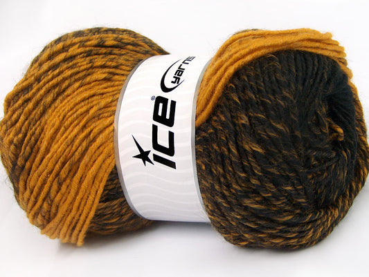 Lot of 4 x 100gr Skeins Ice Yarns FANTASIA (25% Wool) Yarn Black Gold