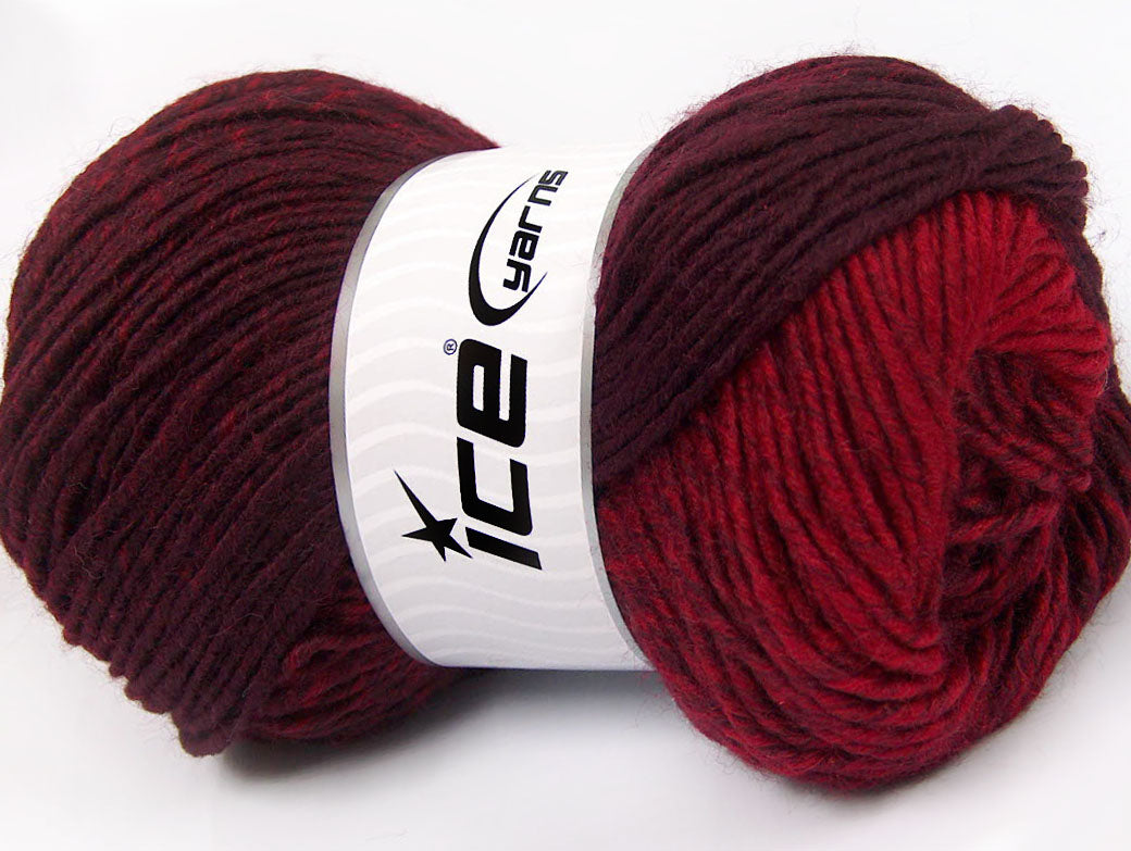 Lot of 4 x 100gr Skeins Ice Yarns FANTASIA (25% Wool) Yarn Maroon Red