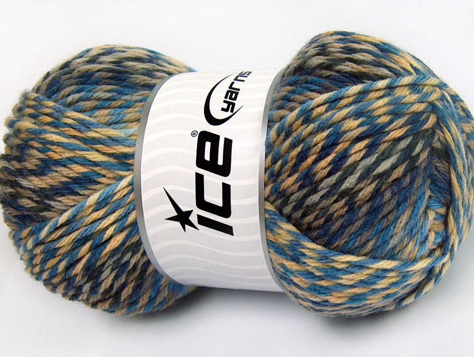 Lot of 4 x 100gr Skeins Ice Yarns HARMONY Yarn Blue Shades Camel Beige Grey Cream