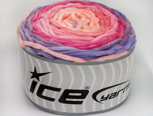 Lot of 2 x 150gr Skeins Ice Yarns CAKES CHENILLE BABY Yarn Lilac Shades Pink Shades Salmon