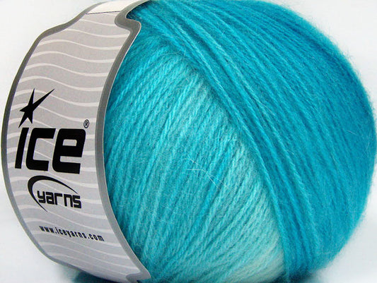 Lot of 4 x 100gr Skeins Ice Yarns ANGORA DESIGN (20% Angora 20% Wool) Yarn Turquoise Shades