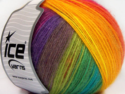 Lot of 4 x 100gr Skeins Ice Yarns ANGORA DESIGN (20% Angora 20% Wool) Yarn Rainbow