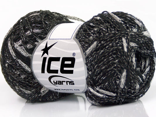 Lot of 8 Skeins ICE SALE SUMMER (50% Cotton) Hand Knitting Yarn Black White
