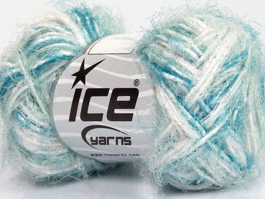 Lot of 8 Skeins ICE SALE EYELASH BLEND Yarn Turquoise Mint Green White