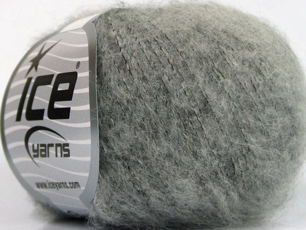 Lot of 10 Skeins ICE KID MOHAIR FINE (30% Kid Mohair) Yarn Grey Melange