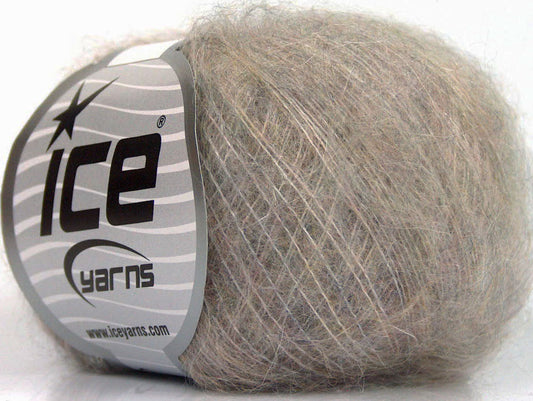Lot of 10 Skeins Ice Yarns KID MOHAIR FINE (30% Kid Mohair) Yarn Beige Melange