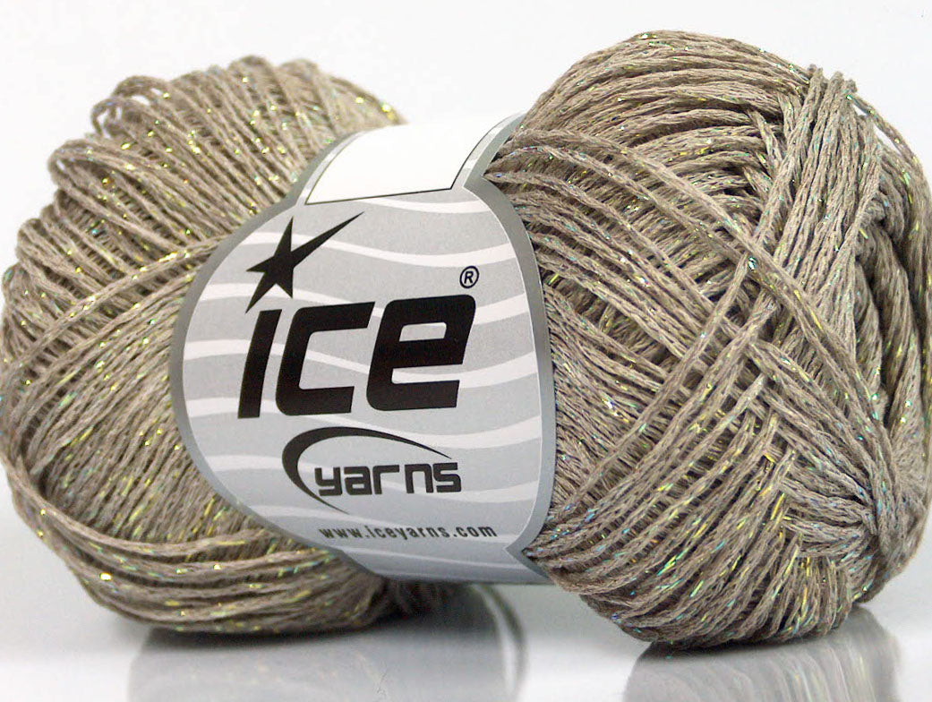 Lot of 8 Skeins Ice Yarns VISCOSA STELLA (75% Viscose) Yarn Light Camel Irridescent