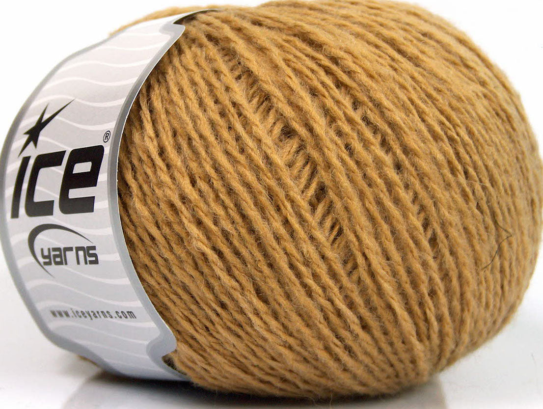 Lot of 8 Skeins ICE WOOL LIGHT (50% Wool) Hand Knitting Yarn Light Brown