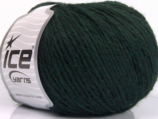 Lot of 8 Skeins ICE WOOL LIGHT (50% Wool) Hand Knitting Yarn Dark Green