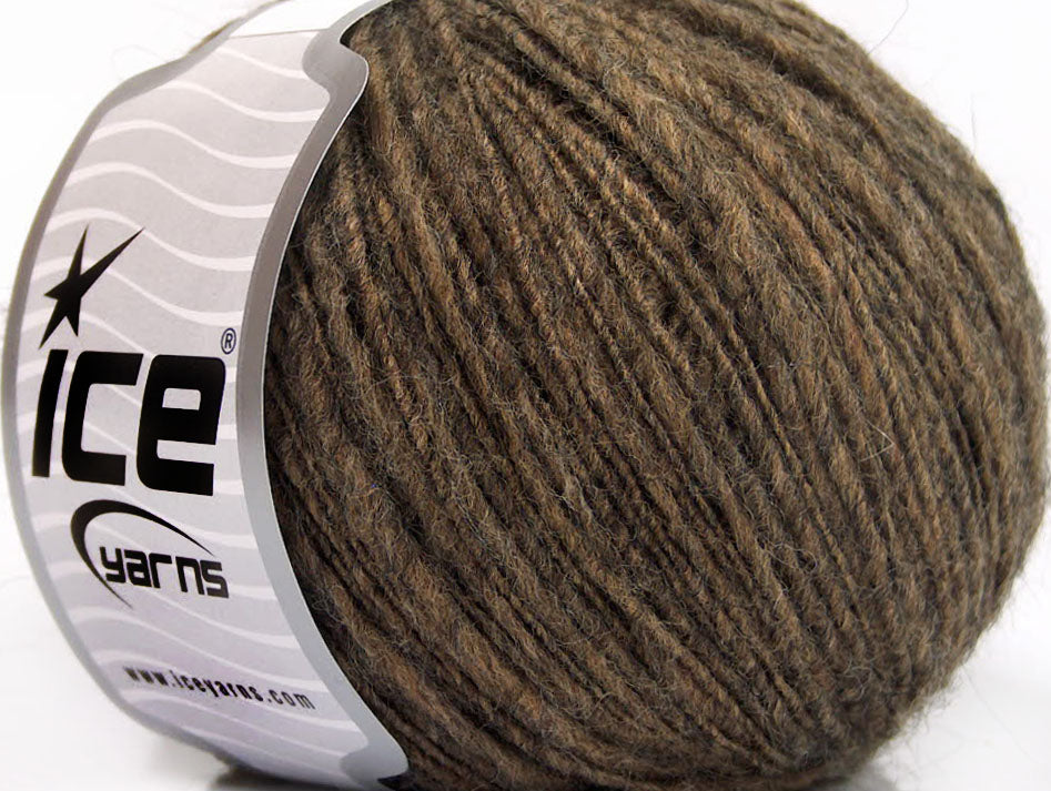 Lot of 8 Skeins ICE FLAMME WOOL LIGHT (40% Wool) Yarn Brown Melange