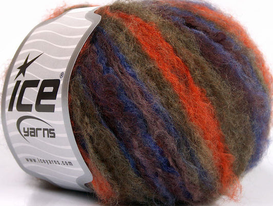 Lot of 8 Skeins ICE KAN MOHAIR (20% Mohair 25% Wool) Yarn Brown Blue Maroon Orange