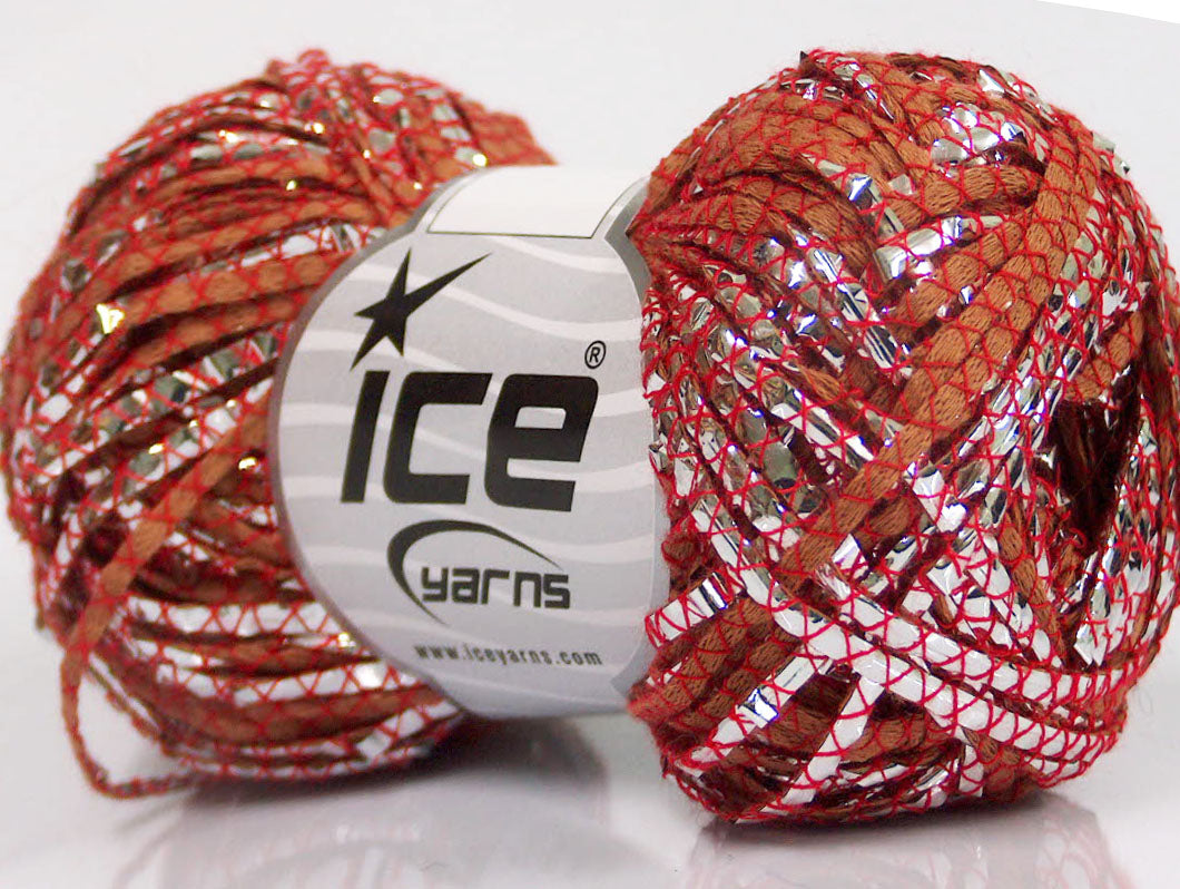 Lot of 8 Skeins Ice Yarns COTONE ARGENTO (40% Cotton) Yarn Copper Red Silver