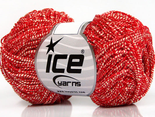 Lot of 8 Skeins Ice Yarns URBAN COTTON LUX (60% Cotton 28% Viscose) Yarn Red White