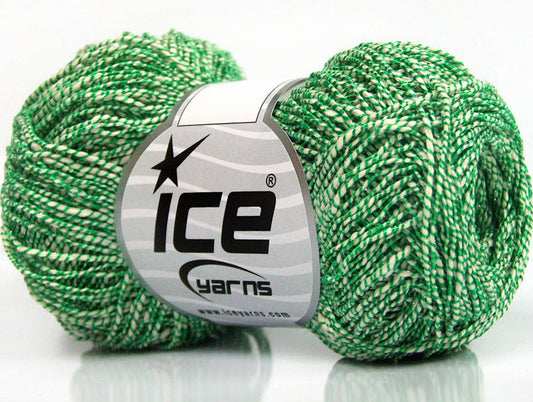 Lot of 8 Skeins Ice Yarns URBAN COTTON LUX (60% Cotton 28% Viscose) Yarn Green White