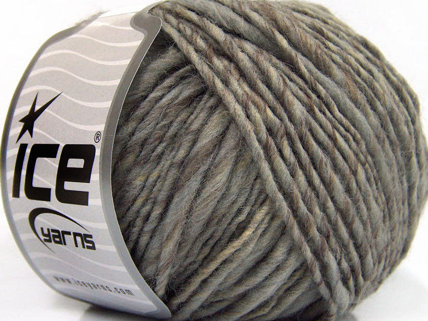 Lot of 8 Skeins ICE WOOL CORD ARAN (50% Wool) Yarn Grey Beige Camel