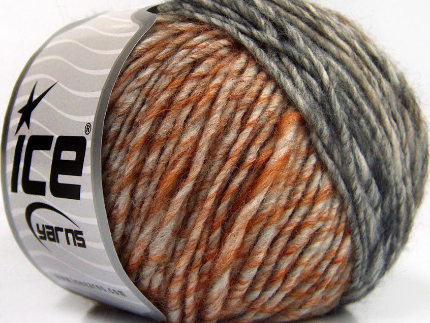 Lot of 8 Skeins Ice Yarns WOOL CORD ARAN (50% Wool) Yarn Copper Gold Grey Shades