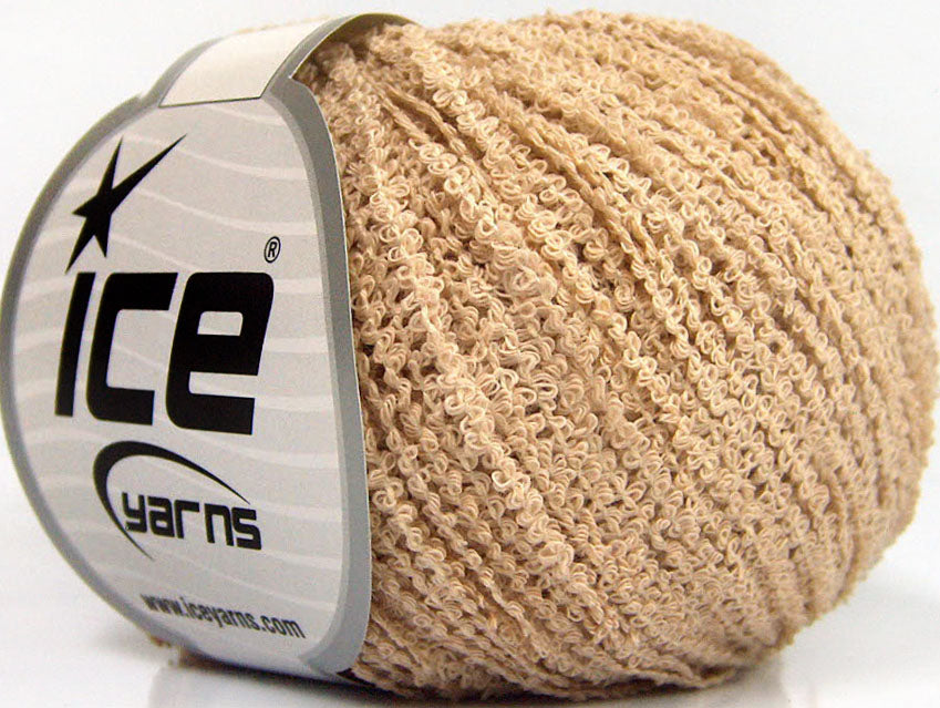 Lot of 8 Skeins ICE COTTON BOUCLE FINE (100% Cotton) Yarn Dark Cream
