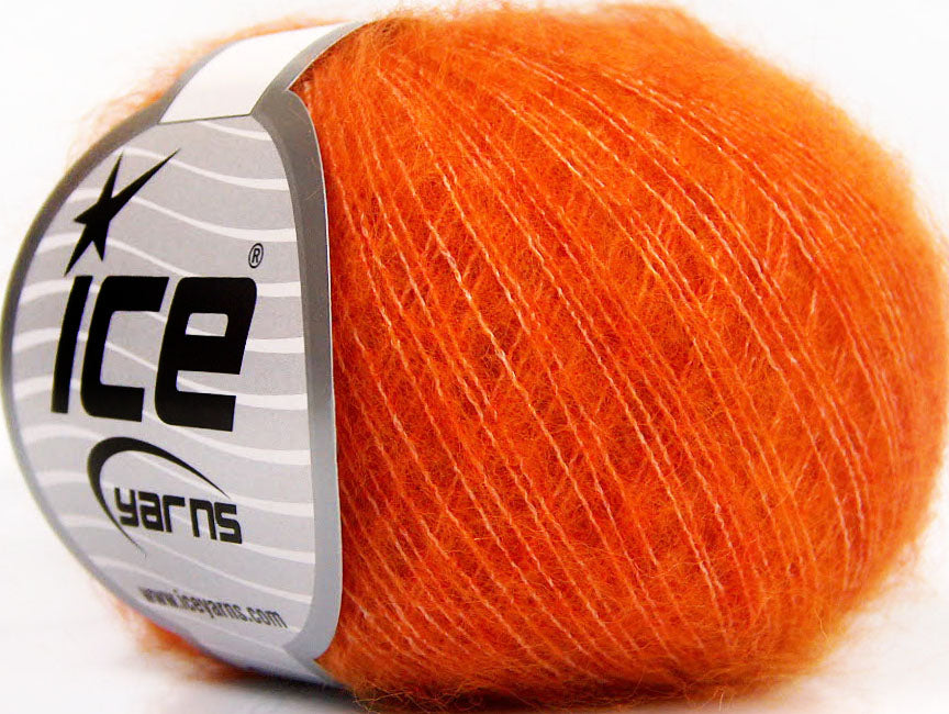 Lot of 10 Skeins Ice Yarns SUPERKID MOHAIR COMFORT (41% SuperKid Mohair 5% Merino Wool) Yarn Orange
