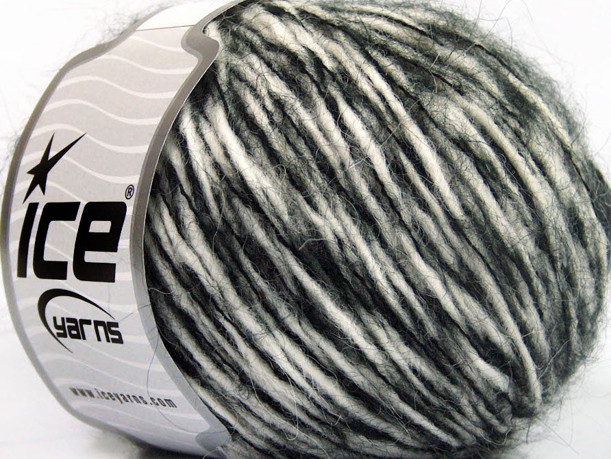 Lot of 8 Skeins Ice Yarns SALE WINTER (20% Mohair 25% Wool) Yarn Black White