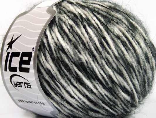 Lot of 8 Skeins Ice Yarns SALE WINTER (20% Mohair 25% Wool) Yarn Black White