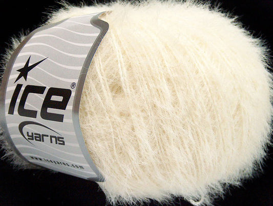 Lot of 8 Skeins ICE SALE EYELASH Hand Knitting Yarn Light Cream