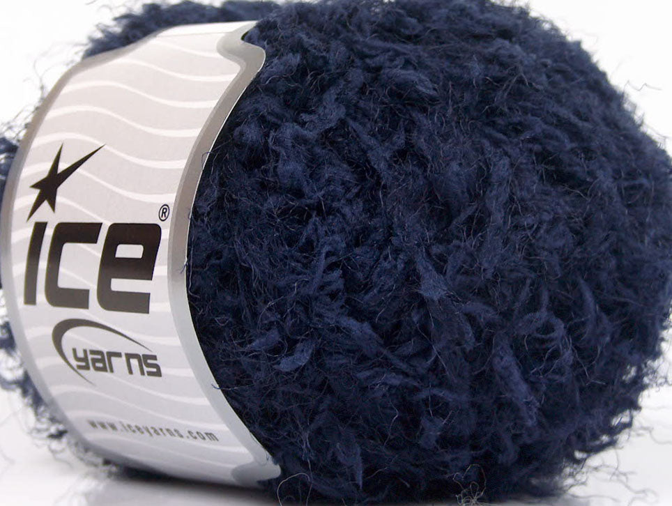 Lot of 8 Skeins ICE POLAR EYELASH Hand Knitting Yarn Navy