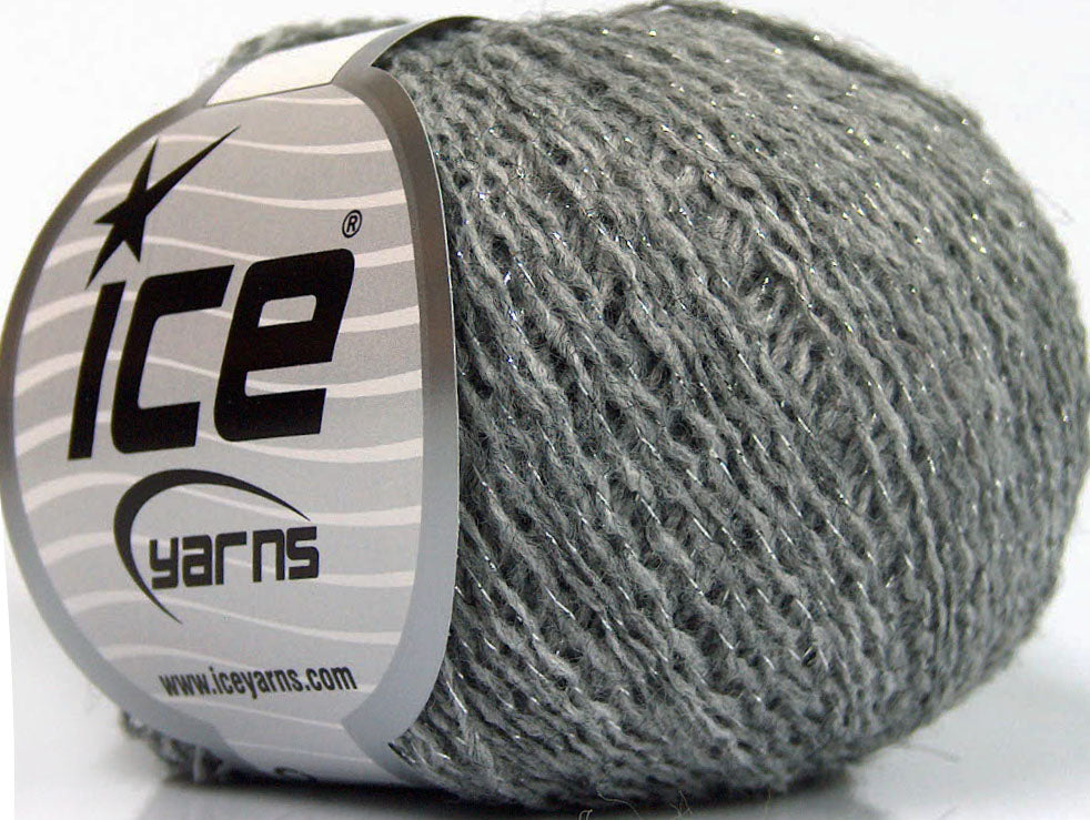 Lot of 10 Skeins ICE SALE METALLIC (20% Wool) Hand Knitting Yarn Grey Silver
