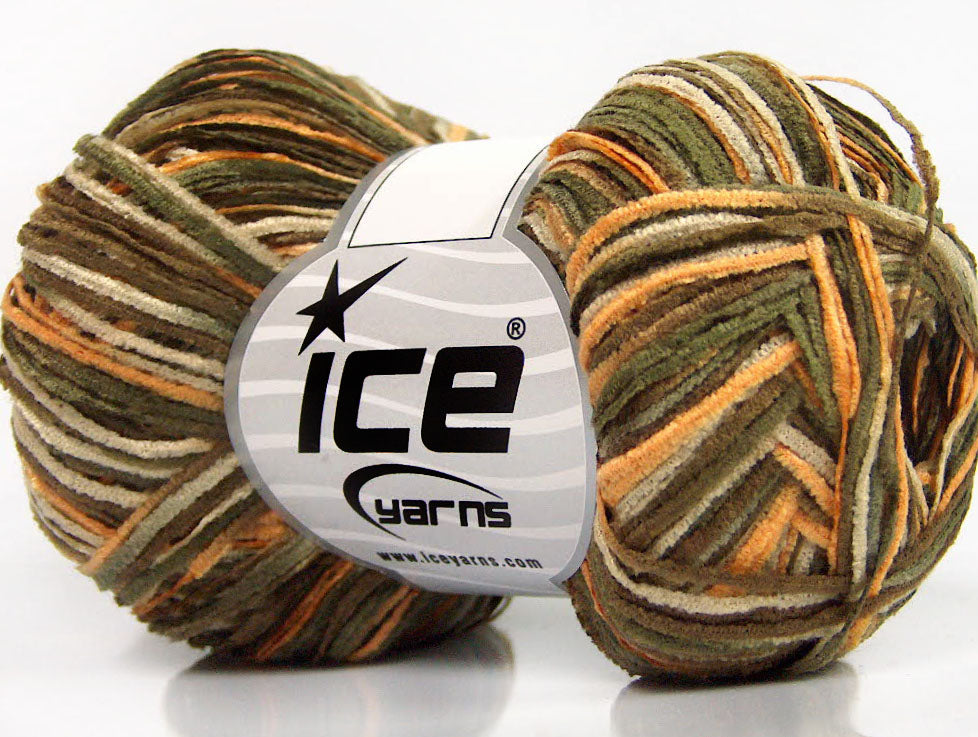 Lot of 8 Skeins ICE THIN CHENILLE Hand Knitting Yarn Khaki Camel Gold