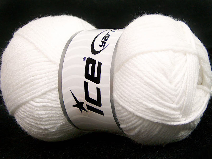 Lot of 4 x 100gr Skeins Ice Yarns BABY SOFTY Hand Knitting Yarn White